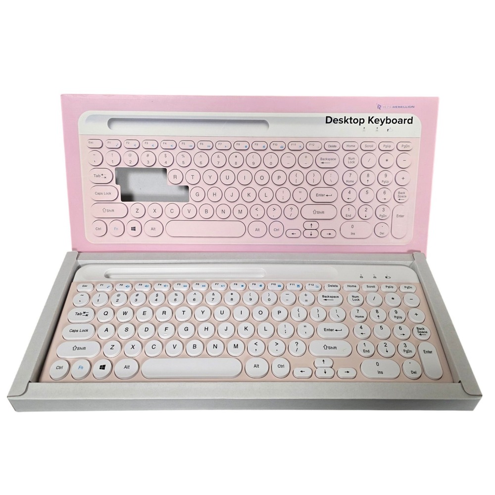 TechRebellion Wireless‎ Desktop Keyboard Retro Round Key Student Tech Open Box